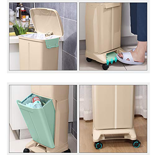 FuLov Trash Can Recycle Bin Removable with Lid Covers