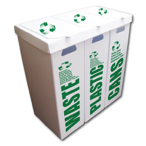 VictoryStore 3-in-1 Recycle Bin Set - Waste/Plastic/Cans