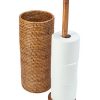 La Jolla Hand Woven Rattan Toilet Roll Stand - Stylish Bathroom Storage Solution in Honey Brown