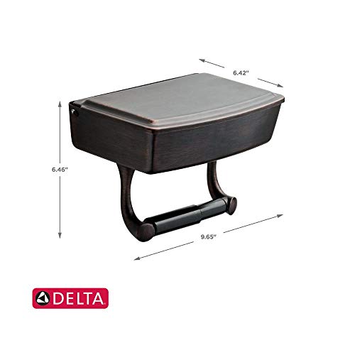 Delta Toilet Paper Holder with Privacy Storage in SpotShield Venetian Bronze - Elegant Bathroom Solution with Convenient Storage