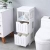 SSLine Slim Bathroom Cabinet Free Standing Corner Toilet Side Storage Shelf Organizer