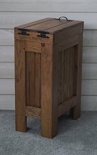 Wood Wooden Trash Bin Kitchen Garbage Can 13 Gallon