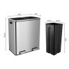 Homfa Dual Step Trash Can, 16 Gallon (60L) Fingerprint Proof Stainless Steel