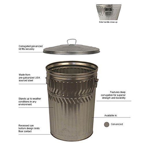 Witt Industries Galvanized Steel 20-Gallon Light Duty Trash Can