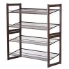Rackaphile 4-Tier Stackable Metal Shoe Rack Mesh Utility Shoe Storage