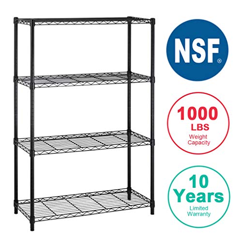 4 shelf Wire Shelving Unit Garage NSF Wire Shelf Metal Large Storage