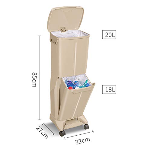 FuLov Trash Can Recycle Bin Removable with Lid Covers