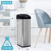 Stainless Steel Trash Can 13 Gallon Garbage Can for Kitchen Touchless Trash Can