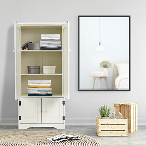 Giantex Accent Floor Storage Cabinet Adjustable Shelves Antique