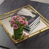 Elegant Mirror Vanity Tray, Gold Perfume Tray with Side Rails Ideal for Makeup