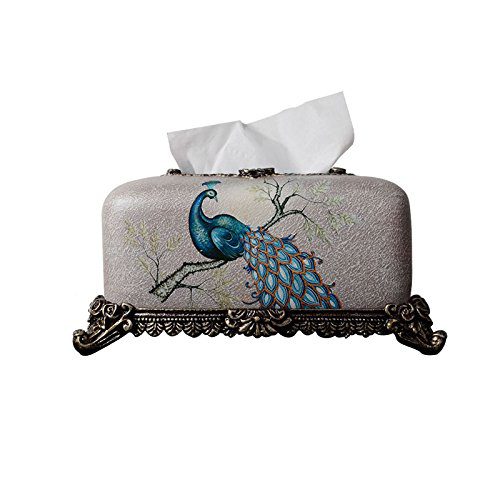 Tissue Box European Creative Type Living Room Home Peacock Printing Tray Paper