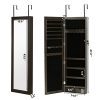RISAR Jewelry Cabinet with Full-Length Mirror – Wall/Door Mounted, Lockable Jewelry Organizer with LED Lights