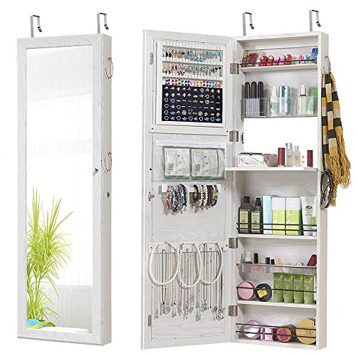 GISSAR Jewelry Mirror Armoire Wall Mount Over The Door Mirror Jewelry Cabinet
