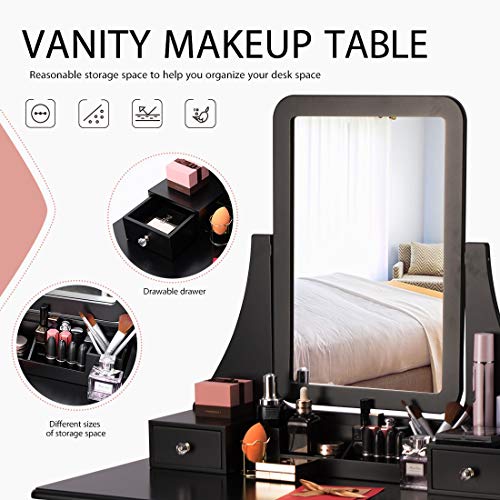 VIVOHOME Makeup Vanity Set with 5 Drawers and 1 Removable Organizer