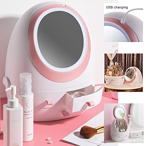 MANO Rotating Makeup Organizer with LED Mirror Dust-proof Detachable