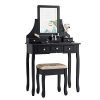 CHARMAID Makeup Vanity Set with Mirror and Cushioned Stool