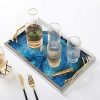 SRUI Vanity Tray, Decorative Marble Jewelry Tray with Polished Metal Handles