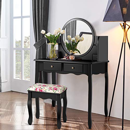 CHARMAID Vanity Set with 4 Storage Shelves and 4 Drawers, Makeup Table