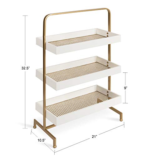 Kate and Laurel Hanne 3 Tray Free Standing Shelf, White Wood