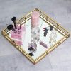 Elegant Mirror Vanity Tray, Gold Perfume Tray with Side Rails Ideal for Makeup