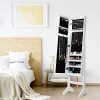 Giantex Full-Length Jewelry Cabinet with 13 LED Lights & 60 Ring Slots – Stylish Mirror & Storage Solution for Bedroom