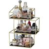 Spacious 3Layer Stackable Glass Perfume Tray/3 Tirer Gold Black Mirror