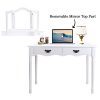 BOCCA Vanity Set Dressing Table,4 Drawers Tri-Folding Necklace Hooked Mirror