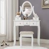 HONBAY Makeup Vanity Table Set, Cushioned Stool and Surprise Gift