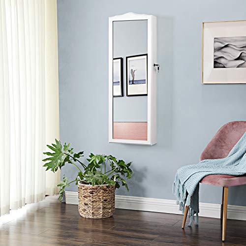 SONGMICS 95 LED Bulbs Jewelry Cabinet, Mirrored Jewelry Armoire