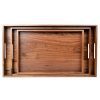 3 Set Wooden Tray Ottoman Tray With Handles FSC Natural Handmade Black