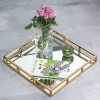 Elegant Mirror Vanity Tray, Gold Perfume Tray with Side Rails Ideal for Makeup