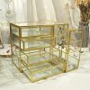 Hersoo Glass Mirrored Jewelry Box Vintage Metal Edge Jewelry Organizer