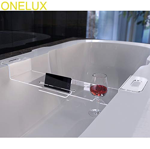 ONELUX Acrylic Bathtub mobilephone/pad Storage Shelf Rack