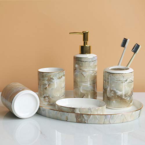 GXFC Ceramic Toothbrush Cup,Soap Dish,Liquid Soap or Lotion Dispenser