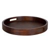 Kate and Laurel Hutton Round Wood Tray, 18" Diameter, Walnut Brown