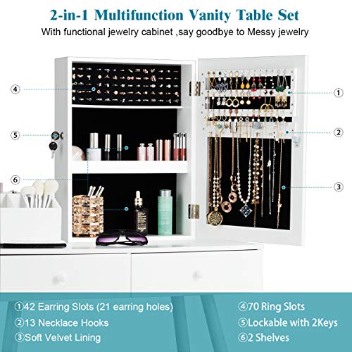 Giantex Makeup Vanity Set with Lockable Jewelry Cabinet and Mirror