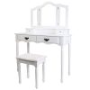 BOCCA Vanity Set Dressing Table,4 Drawers Tri-Folding Necklace Hooked Mirror