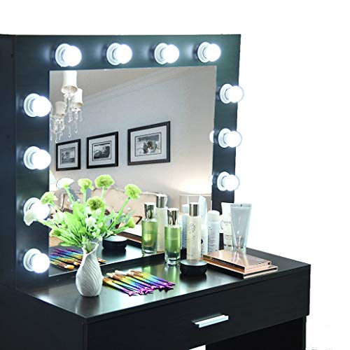 Vanity Set with Lighted Mirror, 12 Dimmable Light Bulbs Vanity Dressing Table