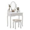 HONBAY Makeup Vanity Table Set, Cushioned Stool and Surprise Gift