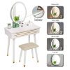 Makeup Vanity Table Set with Touch Screen Adjustable Lighted Mirror