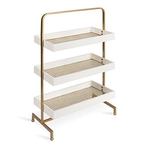 Kate and Laurel Hanne 3 Tray Free Standing Shelf, White Wood