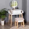 Giantex Vanity Table Set with Height Adjustable Round Mirror