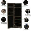 RISAR Jewelry Cabinet with Full-Length Mirror – Wall/Door Mounted, Lockable Jewelry Organizer with LED Lights