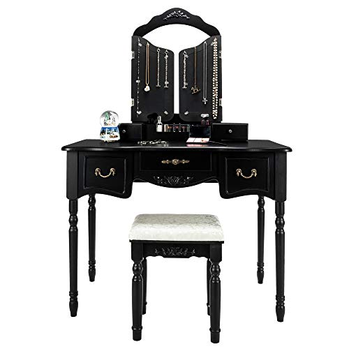 Bonnlo Large Vanity Set for Girls/Women/Adults 5 Drawers Makeup Dressing Table