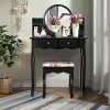 CHARMAID Vanity Set with 4 Storage Shelves and 4 Drawers, Makeup Table