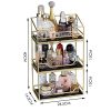 Spacious 3Layer Stackable Glass Perfume Tray/3 Tirer Gold Black Mirror