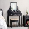 CHARMAID Makeup Vanity Set with Mirror and Cushioned Stool