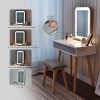 Vanity Table Set with Adjustable Brightness Mirror and Cushioned Stool