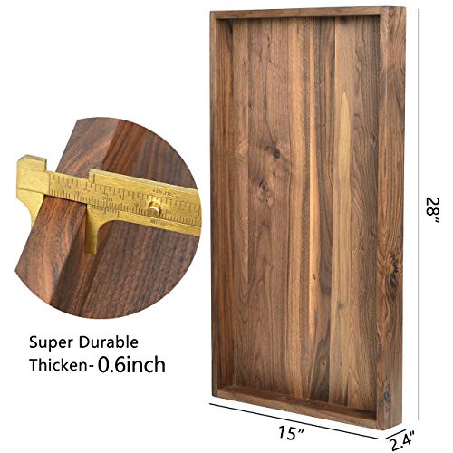 28 x 15 inches Extra Large Wood Trays For Ottoman With Handles FSC