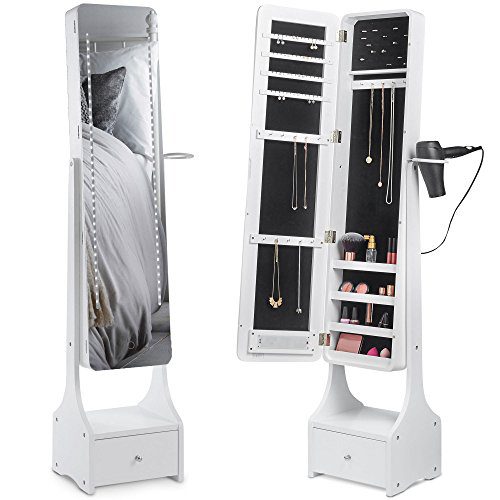 Beautify Jewelry Organizer Jewelry Cabinet Armoire, Full Length Illuminating Mirror